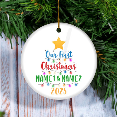 Personalized Our First Christmas Together 2025 1st Christmas Tree Wedding Celebration Marriage Holiday Party Customized Christmas Tree Ornament | siriusteestore