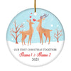 Personalized Our First Christmas Together 2025 Couple Buck and Doe Deer Newlywed Wife Husband Customized Christmas Tree Ornament | siriusteestore