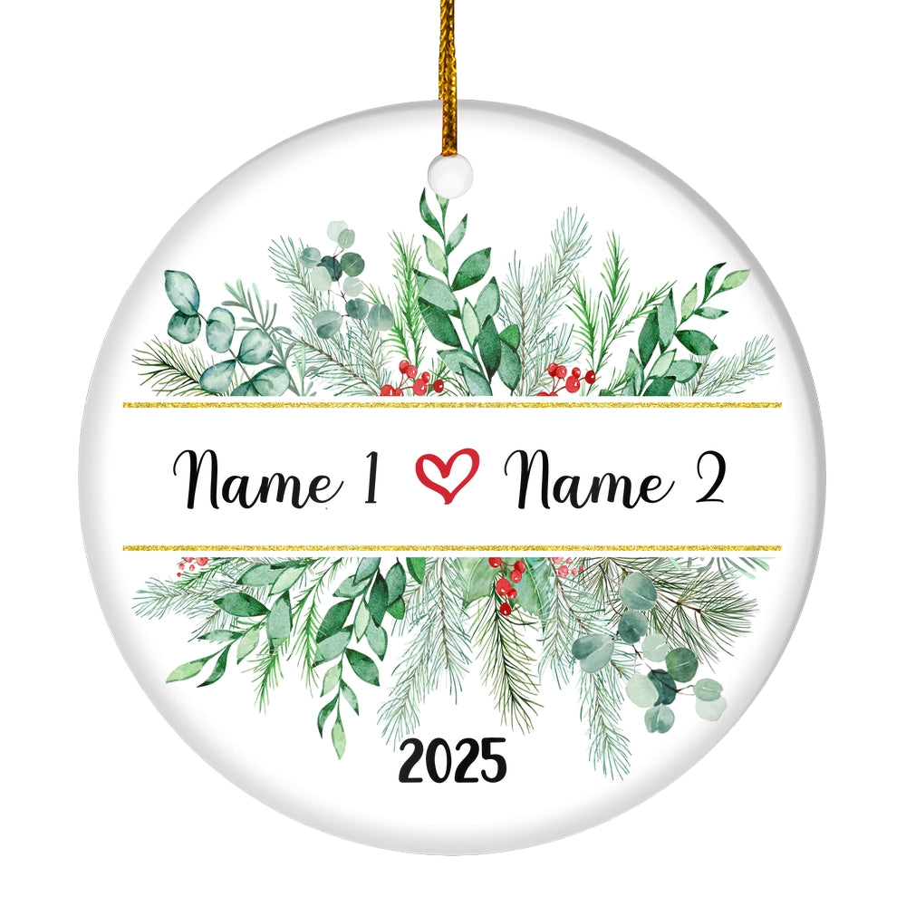 Personalized Our First Christmas as Mr and Mrs 1st Ornament First Year Married Keepsake Custom Name Decoration (23) Customized Christmas Tree Ornament | siriusteestore
