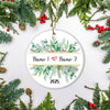 Personalized Our First Christmas as Mr and Mrs 1st Ornament First Year Married Keepsake Custom Name Decoration (23) Customized Christmas Tree Ornament | siriusteestore