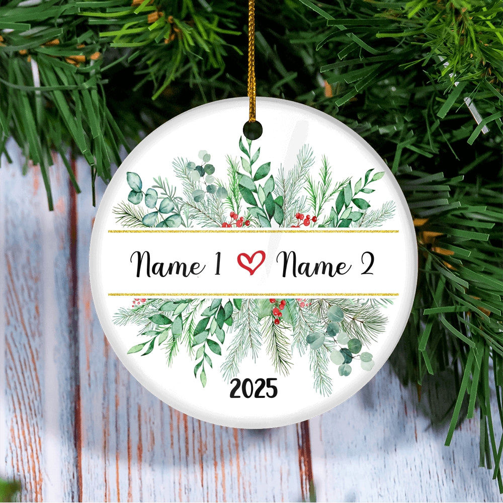 Personalized Our First Christmas as Mr and Mrs 1st Ornament First Year Married Keepsake Custom Name Decoration (23) Customized Christmas Tree Ornament | siriusteestore