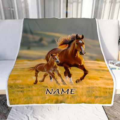 Personalized Running Horse Blanket Custom Name Equestrian Sport For Horse Boy Girl Men Women Birthday Christmas Customized Fleece Blanket | siriusteestore
