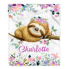 Personalized Sloth Blanket Custom Name Baby Girl Kids Baby Newborn Daughter Granddaughter Niece Birthday Christmas Customized Bed Fleece Throw Blanket | siriusteestore