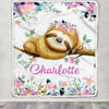 Personalized Sloth Blanket Custom Name Baby Girl Kids Baby Newborn Daughter Granddaughter Niece Birthday Christmas Customized Bed Fleece Throw Blanket | siriusteestore