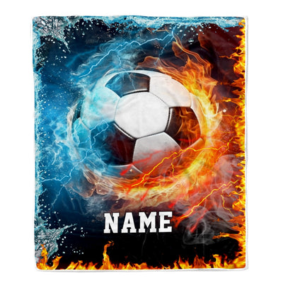 Personalized Soccer Blanket Fire Water A Nice Night American Flag Printed 3D Sport Lover Kids Men Women Birthday Christmas Customized Fleece Blanket | siriusteestore