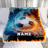 Personalized Soccer Blanket Fire Water A Nice Night American Flag Printed 3D Sport Lover Kids Men Women Birthday Christmas Customized Fleece Blanket | siriusteestore