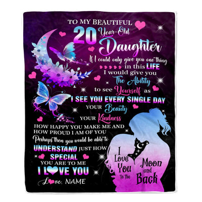 Personalized Sweet 20 Gifts For Girls Daughter Blanket From Mom Butterfly Sweet Twenty 20 Twenty Old Birthday Decorations Customized Fleece Blanket | siriusteestore