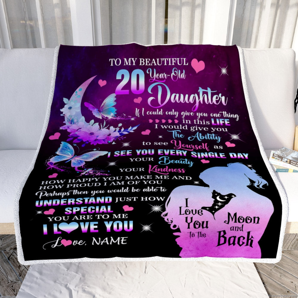 Personalized Sweet 20 Gifts For Girls Daughter Blanket From Mom Butterfly Sweet Twenty 20 Twenty Old Birthday Decorations Customized Fleece Blanket | siriusteestore