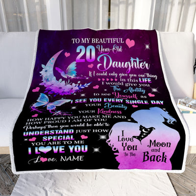 Personalized Sweet 20 Gifts For Girls Daughter Blanket From Mom Butterfly Sweet Twenty 20 Twenty Old Birthday Decorations Customized Fleece Blanket | siriusteestore