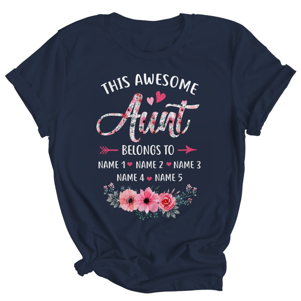 Personalized This Awesome Aunt Belongs To Custom Kids Name Floral Aunt Mothers Day Birthday Christmas Shirt & Tank Top | siriusteestore