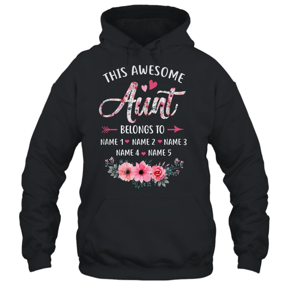 Personalized This Awesome Aunt Belongs To Custom Kids Name Floral Aunt Mothers Day Birthday Christmas Shirt & Tank Top | siriusteestore