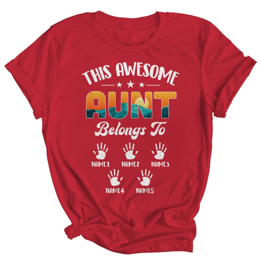 Personalized This Awesome Aunt Belongs To Custom Kids Name Vintage Mothers Day Birthday Christmas Shirt & Tank Top | siriusteestore