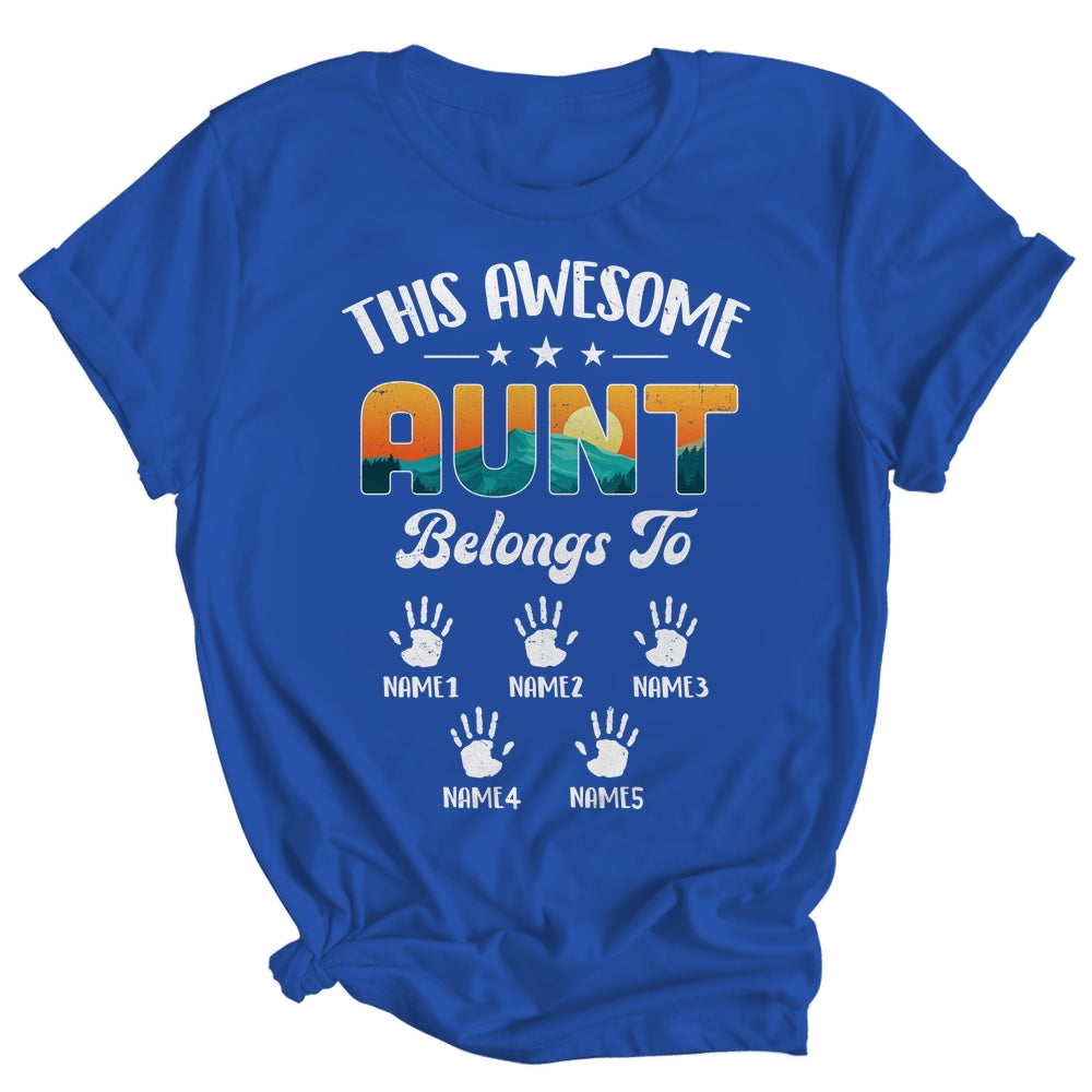 Personalized This Awesome Aunt Belongs To Custom Kids Name Vintage Mothers Day Birthday Christmas Shirt & Tank Top | siriusteestore