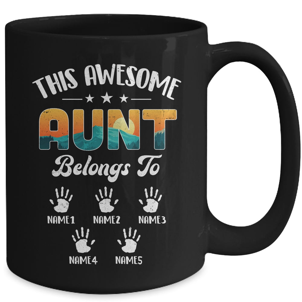 Personalized This Awesome Aunt Belongs To Custom Kids Name Vintage Mothers Day Birthday Christmas Mug | siriusteestore