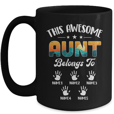 Personalized This Awesome Aunt Belongs To Custom Kids Name Vintage Mothers Day Birthday Christmas Mug | siriusteestore