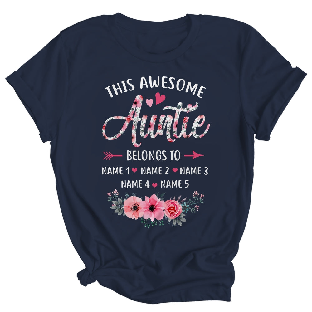 Personalized This Awesome Auntie Belongs To Custom Kids Name Floral Auntie Mothers Day Birthday Christmas Shirt & Tank Top | siriusteestore