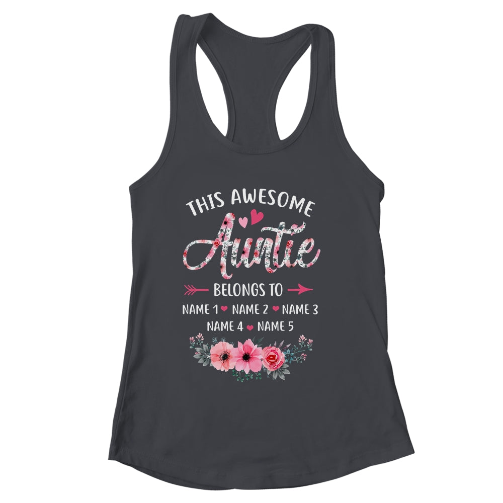 Personalized This Awesome Auntie Belongs To Custom Kids Name Floral Auntie Mothers Day Birthday Christmas Shirt & Tank Top | siriusteestore