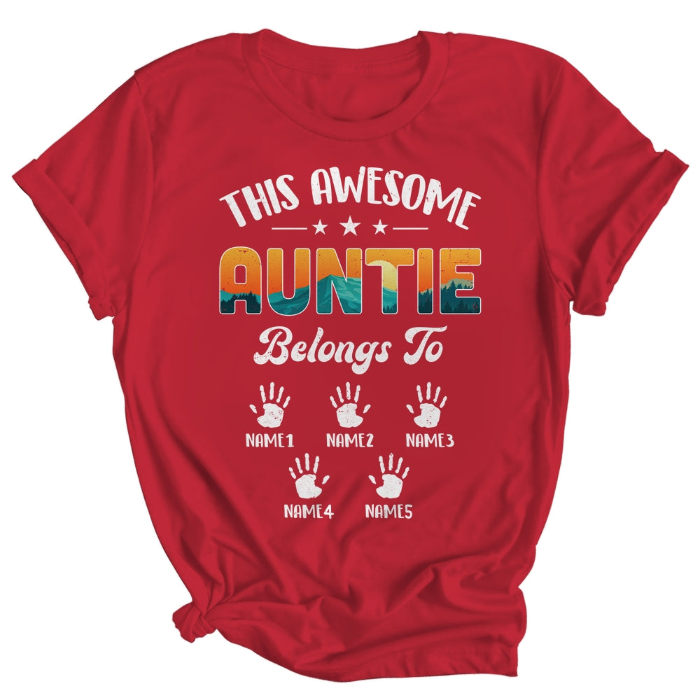 Personalized This Awesome Auntie Belongs To Custom Kids Name Vintage Mothers Day Birthday Christmas Shirt & Tank Top | siriusteestore