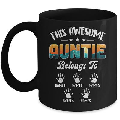 Personalized This Awesome Auntie Belongs To Custom Kids Name Vintage Mothers Day Birthday Christmas Mug | siriusteestore