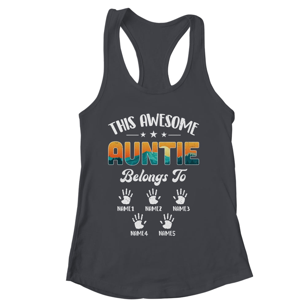 Personalized This Awesome Auntie Belongs To Custom Kids Name Vintage Mothers Day Birthday Christmas Shirt & Tank Top | siriusteestore