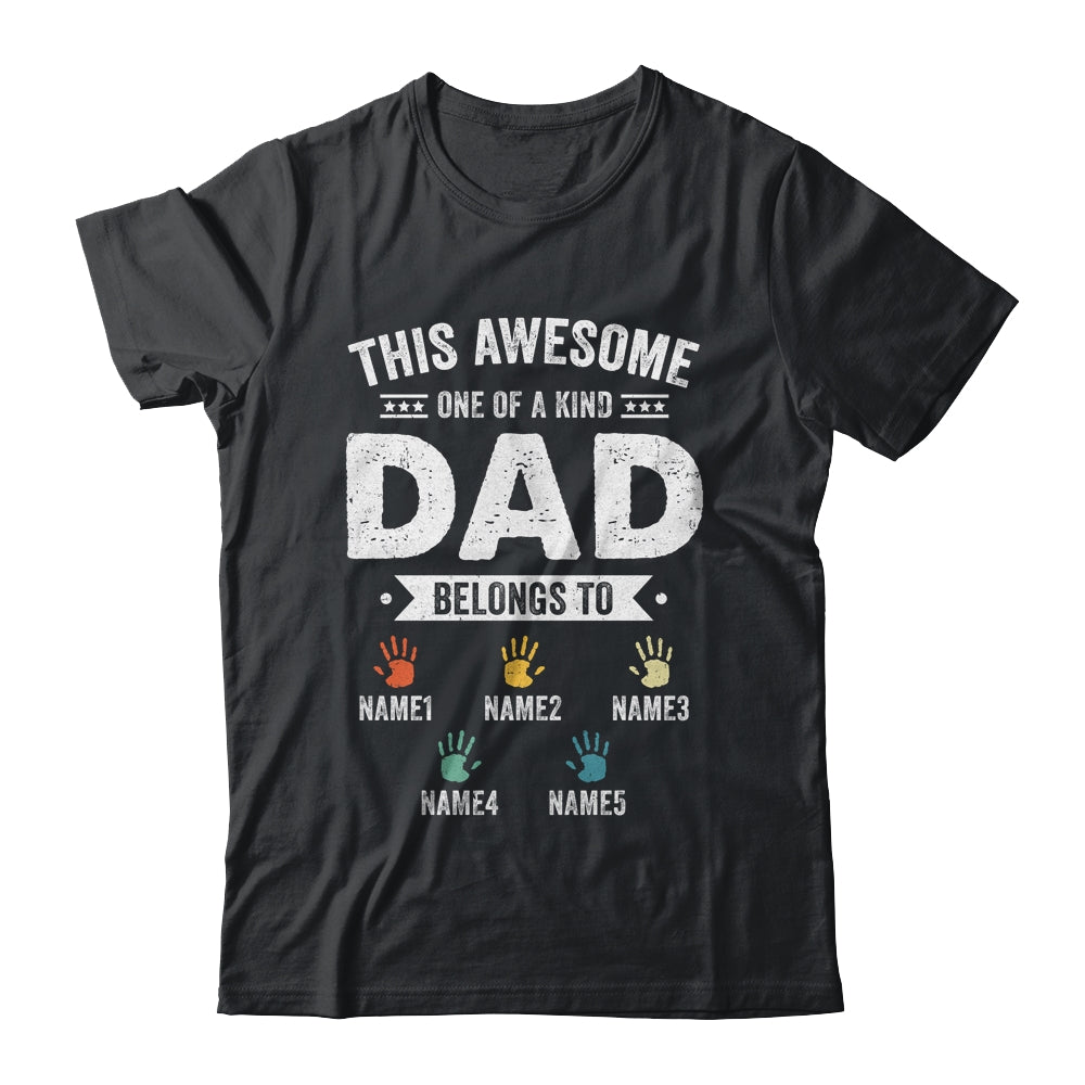 Personalized This Awesome Dad Belongs To Custom Kids Name Color Hand Fathers Day Birthday Christmas Shirt & Hoodie | siriusteestore