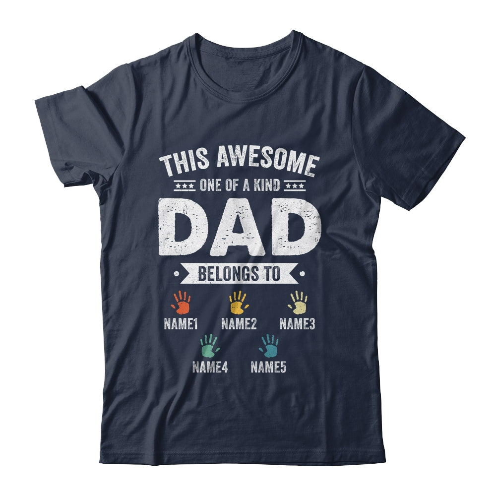 Personalized This Awesome Dad Belongs To Custom Kids Name Color Hand Fathers Day Birthday Christmas Shirt & Hoodie | siriusteestore