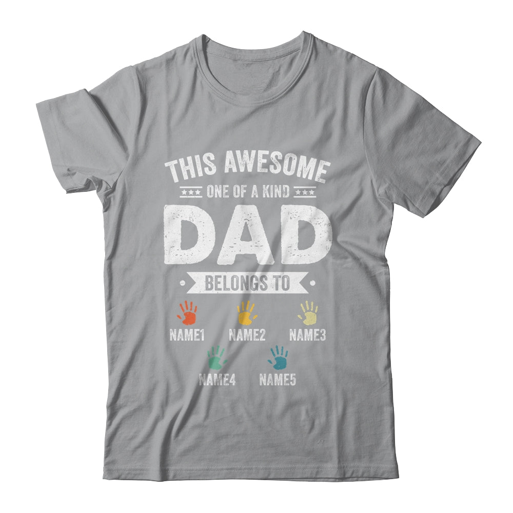 Personalized This Awesome Dad Belongs To Custom Kids Name Color Hand Fathers Day Birthday Christmas Shirt & Hoodie | siriusteestore