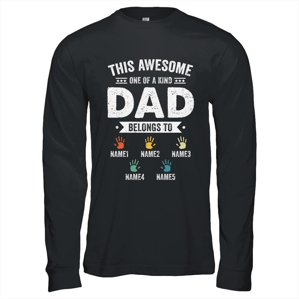 Personalized This Awesome Dad Belongs To Custom Kids Name Color Hand Fathers Day Birthday Christmas Shirt & Hoodie | siriusteestore
