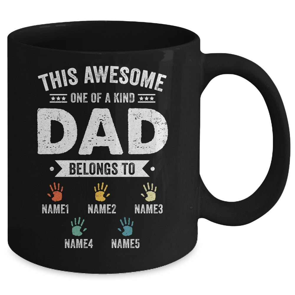 Personalized This Awesome Dad Belongs To Custom Kids Name Color Hand Fathers Day Birthday Christmas Mug | siriusteestore