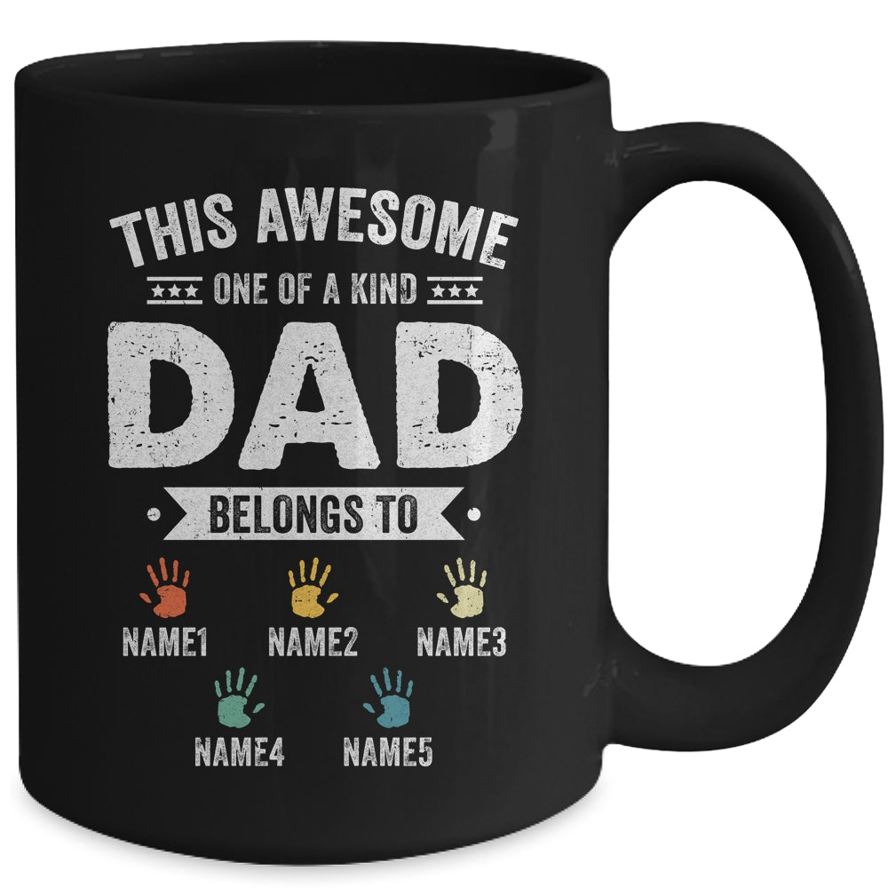 Personalized This Awesome Dad Belongs To Custom Kids Name Color Hand Fathers Day Birthday Christmas Mug | siriusteestore