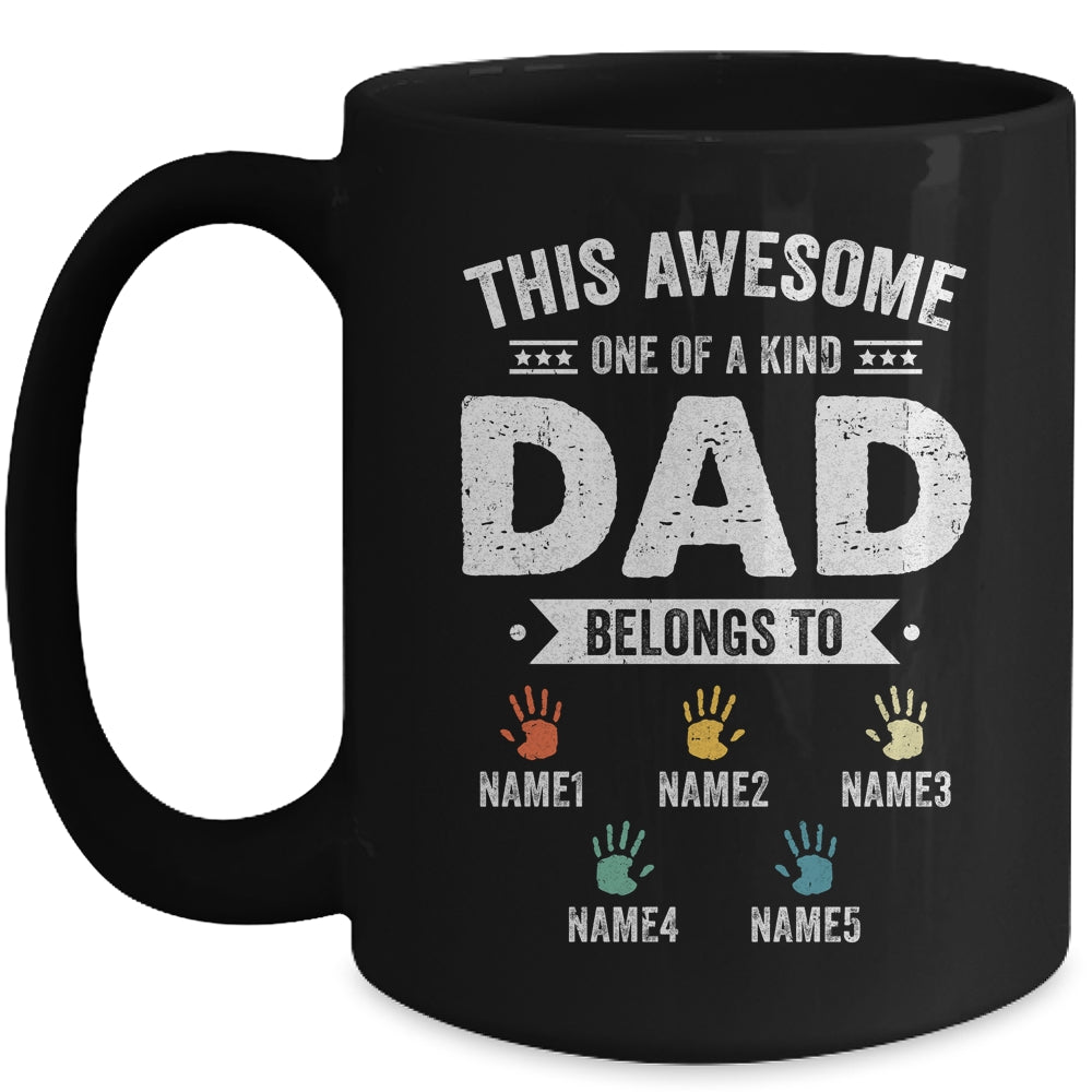 Personalized This Awesome Dad Belongs To Custom Kids Name Color Hand Fathers Day Birthday Christmas Mug | siriusteestore