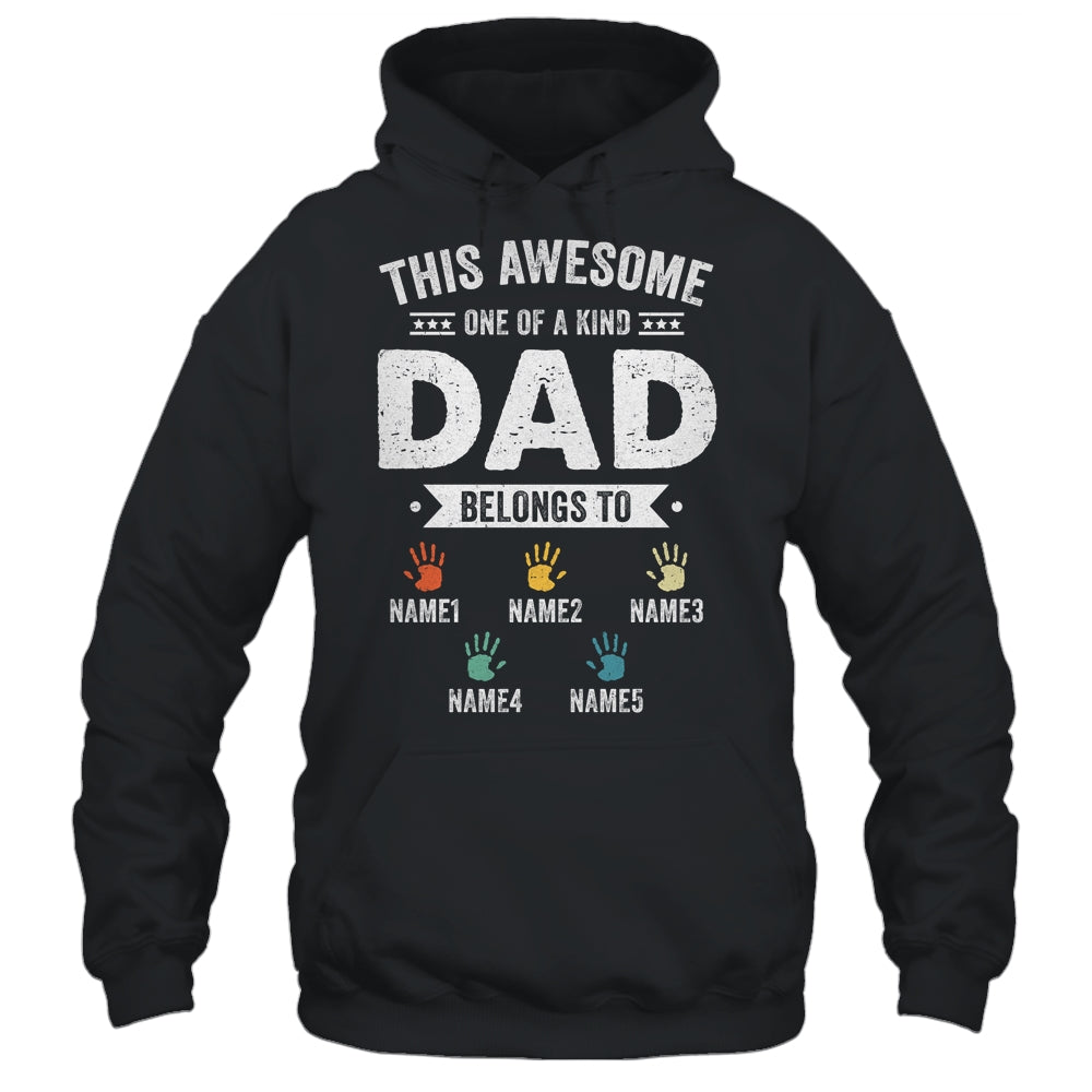Personalized This Awesome Dad Belongs To Custom Kids Name Color Hand Fathers Day Birthday Christmas Shirt & Hoodie | siriusteestore