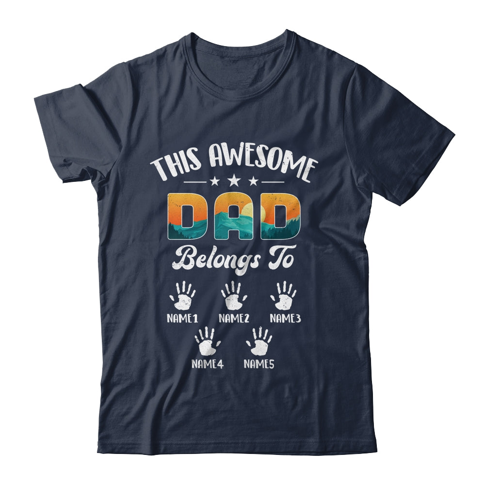 Personalized This Awesome Dad Belongs To Custom Kids Name Vintage Fathers Day Birthday Christmas Shirt & Hoodie | siriusteestore
