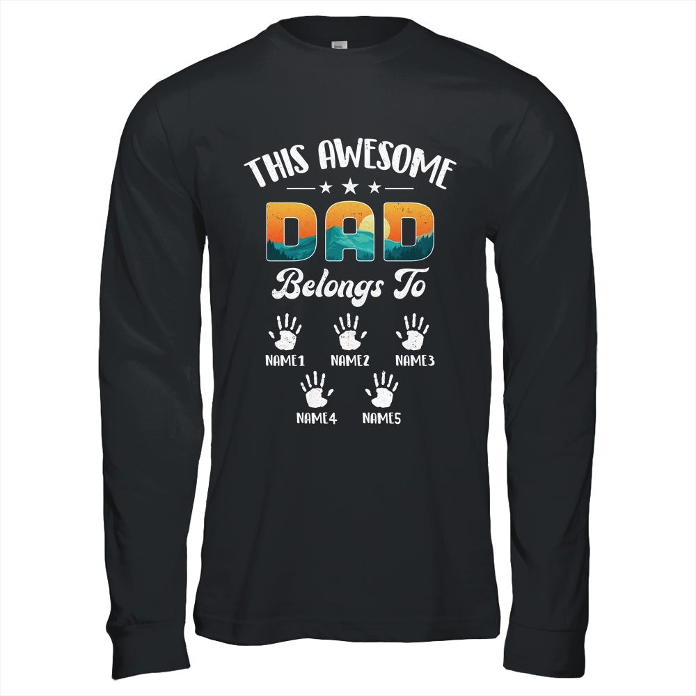 Personalized This Awesome Dad Belongs To Custom Kids Name Vintage Fathers Day Birthday Christmas Shirt & Hoodie | siriusteestore