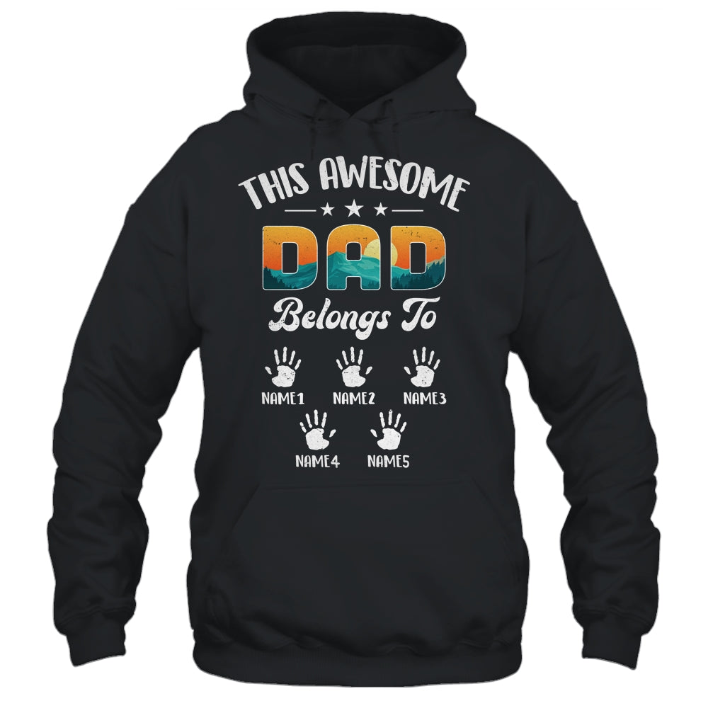 Personalized This Awesome Dad Belongs To Custom Kids Name Vintage Fathers Day Birthday Christmas Shirt & Hoodie | siriusteestore