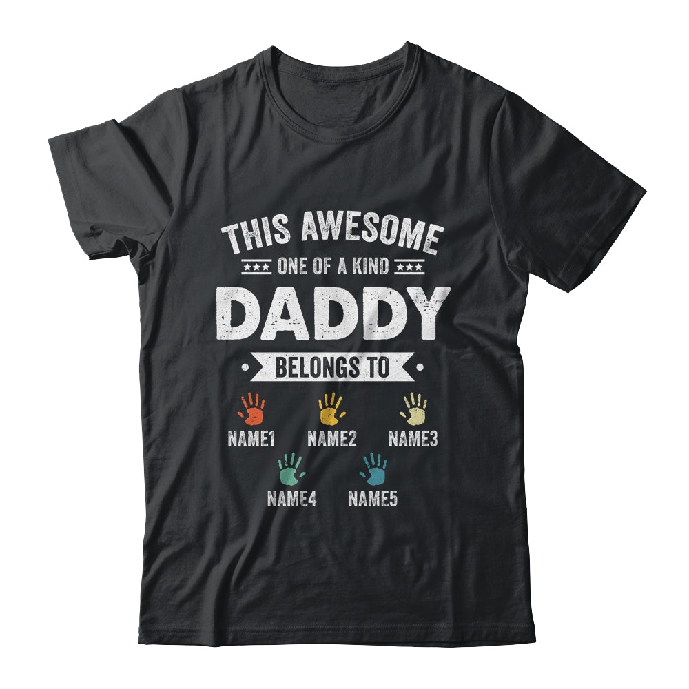 Personalized This Awesome Daddy Belongs To Custom Kids Name Color Hand Fathers Day Birthday Christmas Shirt & Hoodie | siriusteestore