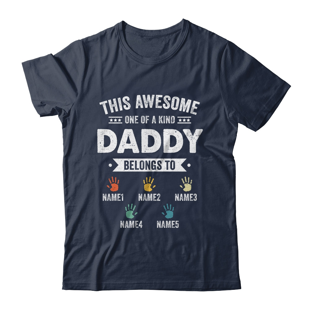 Personalized This Awesome Daddy Belongs To Custom Kids Name Color Hand Fathers Day Birthday Christmas Shirt & Hoodie | siriusteestore