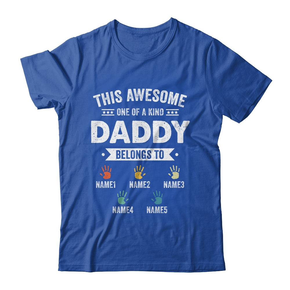 Personalized This Awesome Daddy Belongs To Custom Kids Name Color Hand Fathers Day Birthday Christmas Shirt & Hoodie | siriusteestore