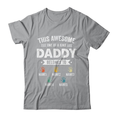 Personalized This Awesome Daddy Belongs To Custom Kids Name Color Hand Fathers Day Birthday Christmas Shirt & Hoodie | siriusteestore