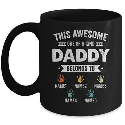 Personalized This Awesome Daddy Belongs To Custom Kids Name Color Hand Fathers Day Birthday Christmas Mug | siriusteestore