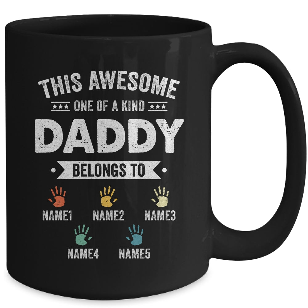 Personalized This Awesome Daddy Belongs To Custom Kids Name Color Hand Fathers Day Birthday Christmas Mug | siriusteestore