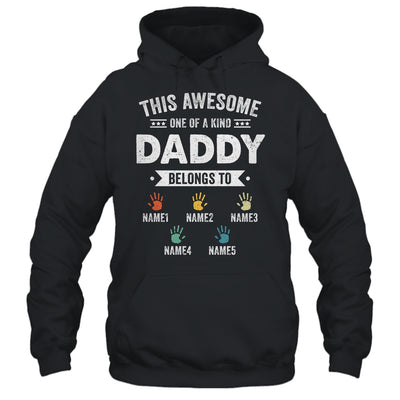 Personalized This Awesome Daddy Belongs To Custom Kids Name Color Hand Fathers Day Birthday Christmas Shirt & Hoodie | siriusteestore