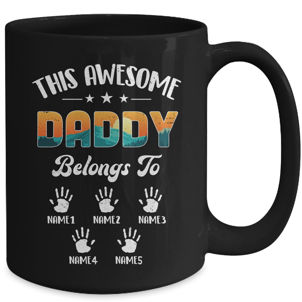 Personalized This Awesome Daddy Belongs To Custom Kids Name Vintage Fathers Day Birthday Christmas Mug | siriusteestore