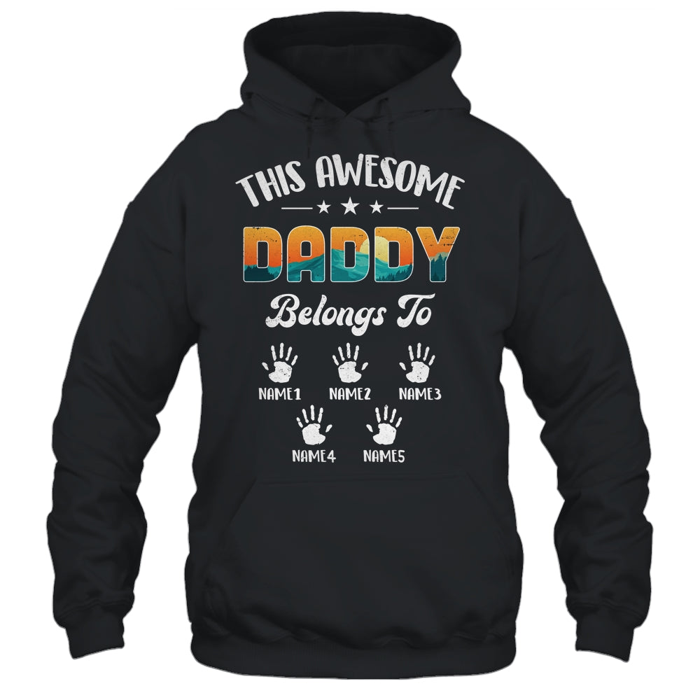 Personalized This Awesome Daddy Belongs To Custom Kids Name Vintage Fathers Day Birthday Christmas Shirt & Hoodie | siriusteestore