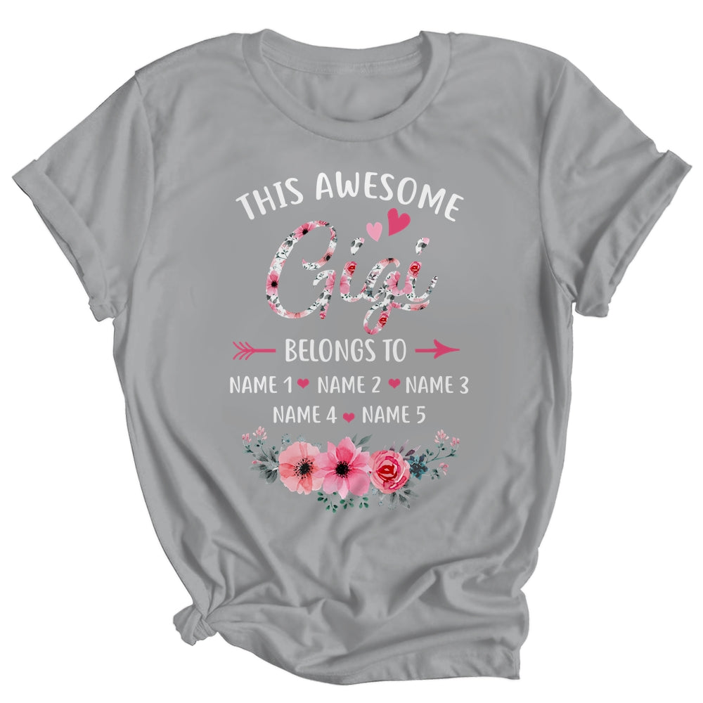 Personalized This Awesome Gigi Belongs To Custom Kids Name Floral Gigi Mothers Day Birthday Christmas Shirt & Tank Top | siriusteestore