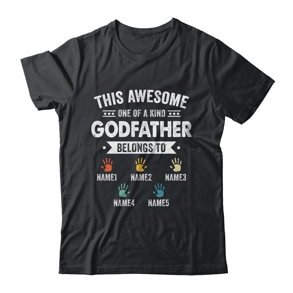 Personalized This Awesome Godfather Belongs To Custom Kids Name Color Hand Fathers Day Birthday Christmas Shirt & Hoodie | siriusteestore
