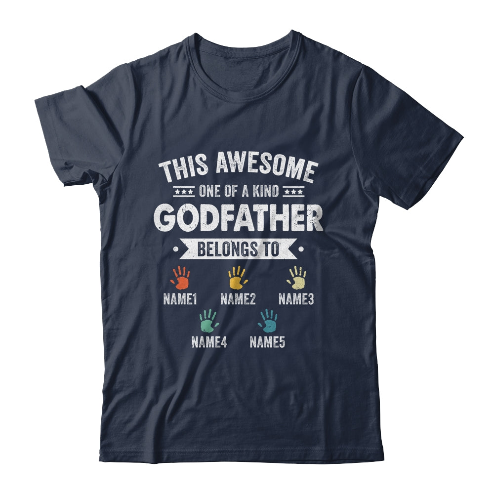Personalized This Awesome Godfather Belongs To Custom Kids Name Color Hand Fathers Day Birthday Christmas Shirt & Hoodie | siriusteestore