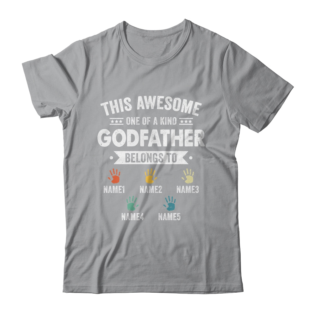 Personalized This Awesome Godfather Belongs To Custom Kids Name Color Hand Fathers Day Birthday Christmas Shirt & Hoodie | siriusteestore