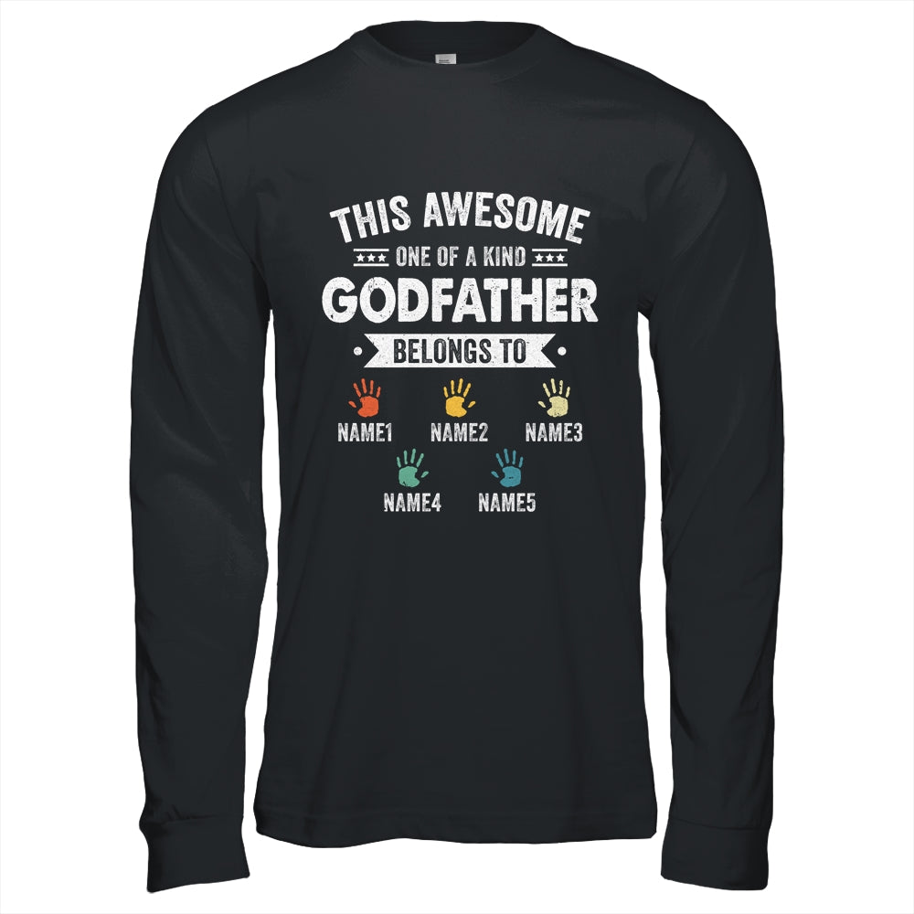 Personalized This Awesome Godfather Belongs To Custom Kids Name Color Hand Fathers Day Birthday Christmas Shirt & Hoodie | siriusteestore