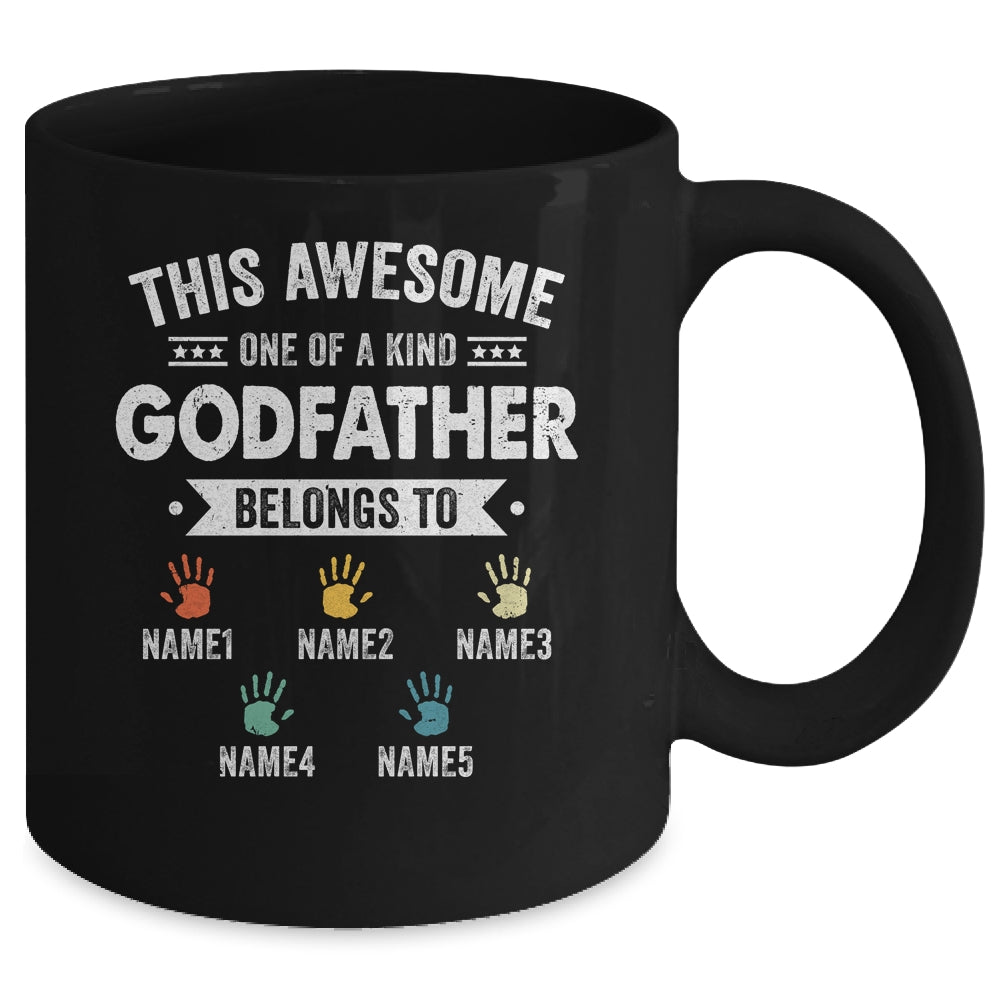 Personalized This Awesome Godfather Belongs To Custom Kids Name Color Hand Fathers Day Birthday Christmas Mug | siriusteestore